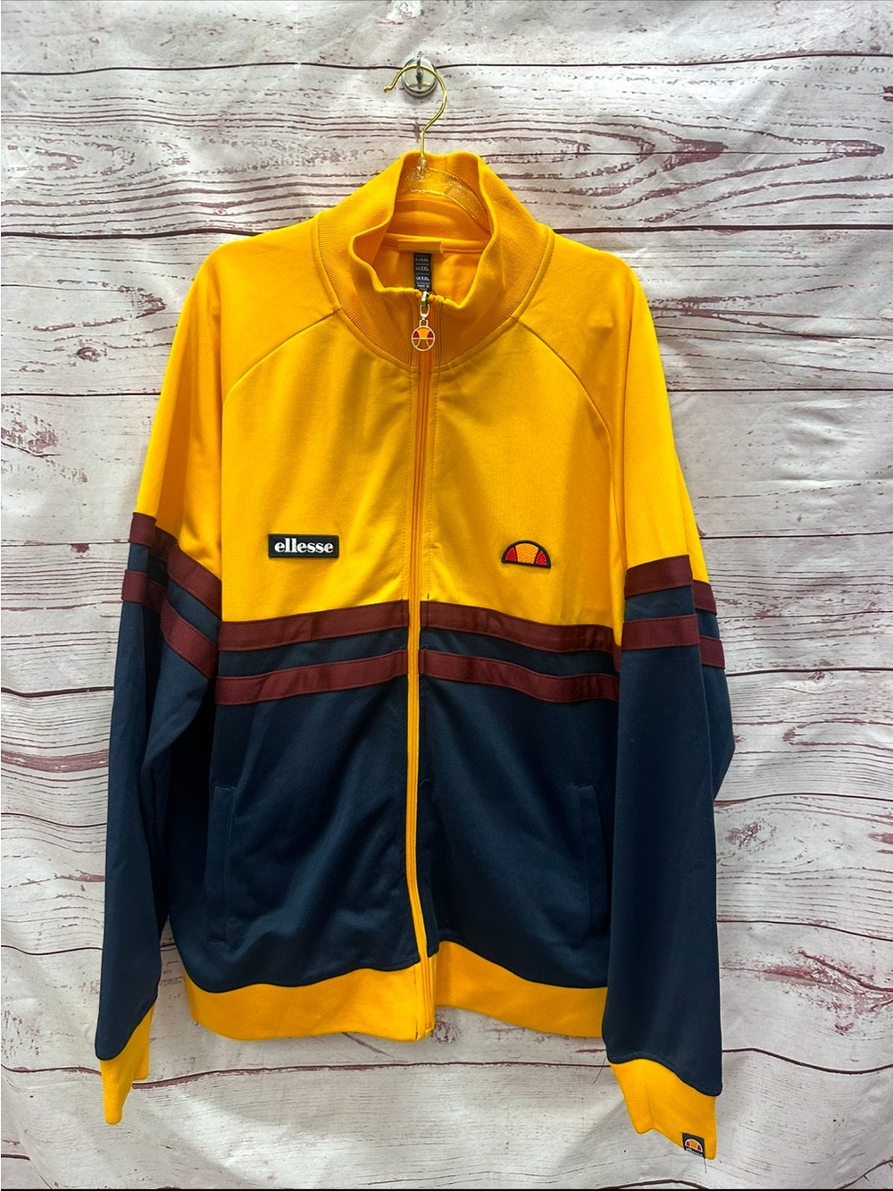 ellesse Men’s Yellow & Navy Colorblock Track Jacket Size XXL